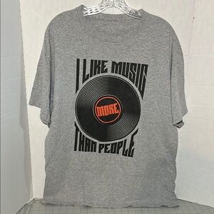 Gray Graphic T-Shirt with Music Print